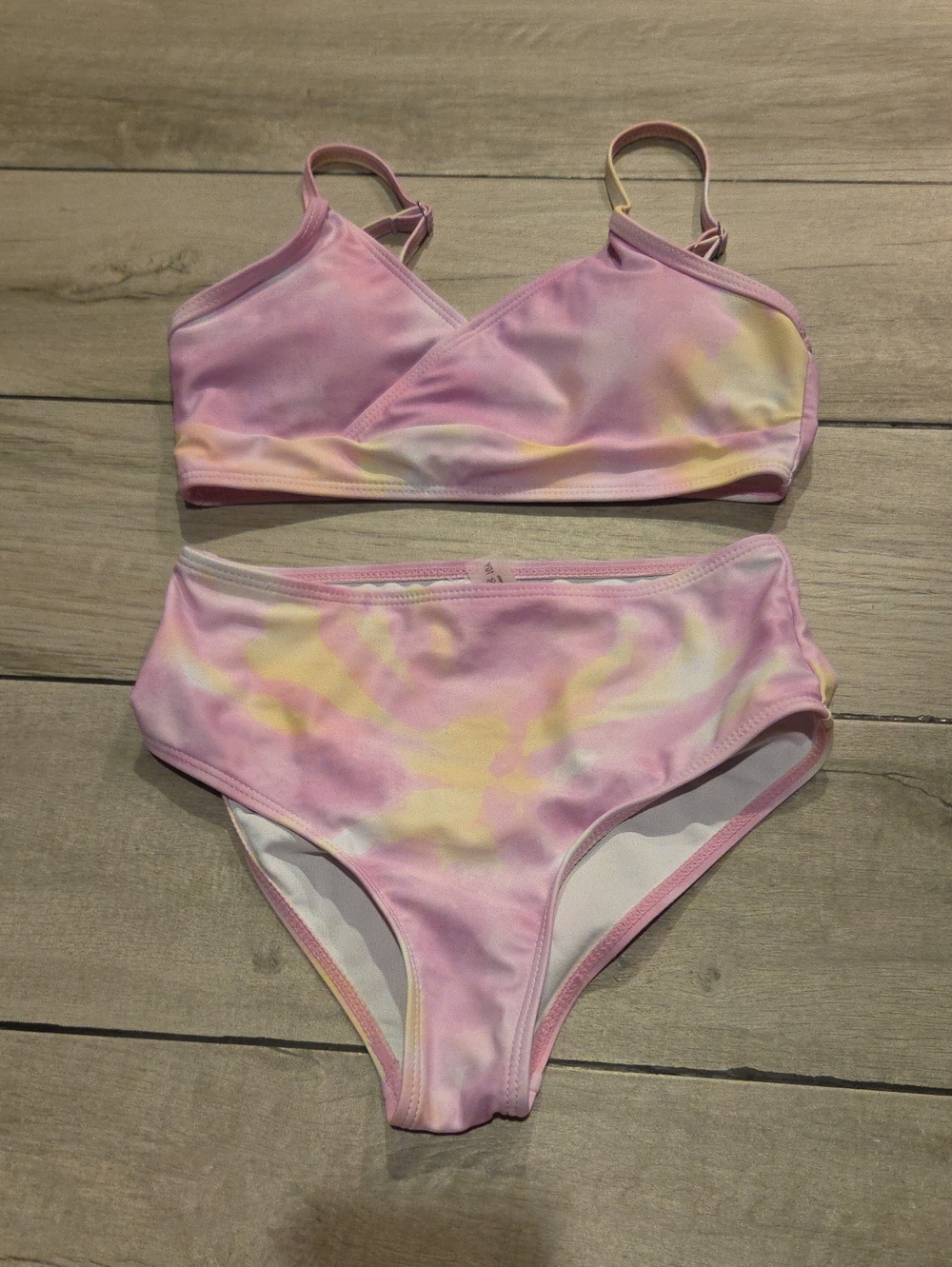 🍁Pink Yellow Tie-Dye Two-Piece Bikini Set